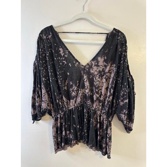 Free People Womens Cold Shoulder Boho Whimsigoth Fairy Grunge Purple Top Medium - Picture 8 of 9